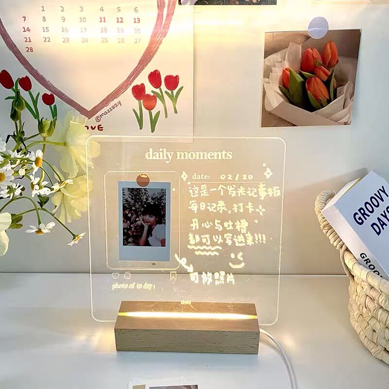 JOURNALSAY USB Acrylic Daily Moments Photo Memo Message Board with Wood