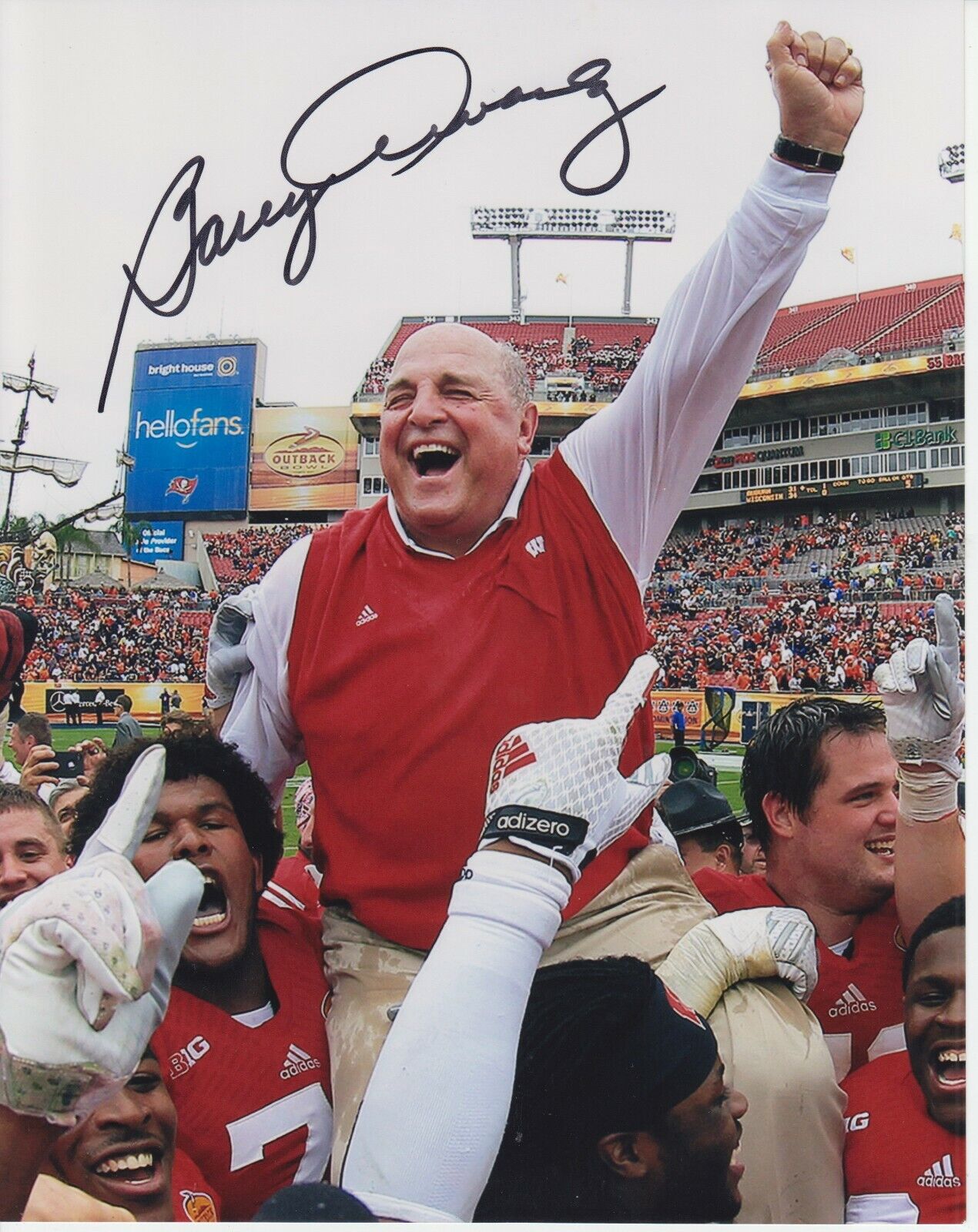 Barry Alvarez 8x10 Signed Photo Poster painting w/ COA Wisconsin Badgers #1