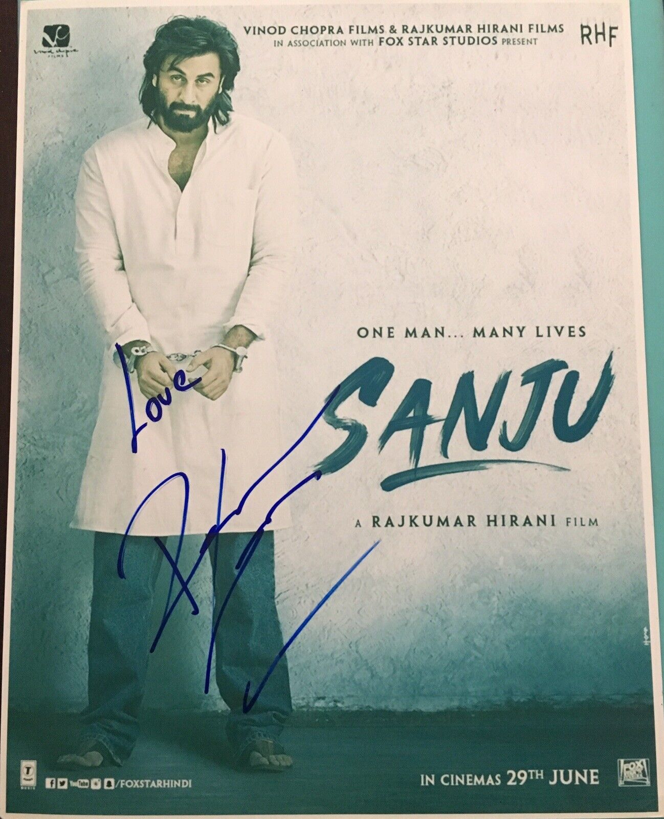 RANBIR KAPOOR SIGNED AUTOGRAPH VERY RARE SANJU