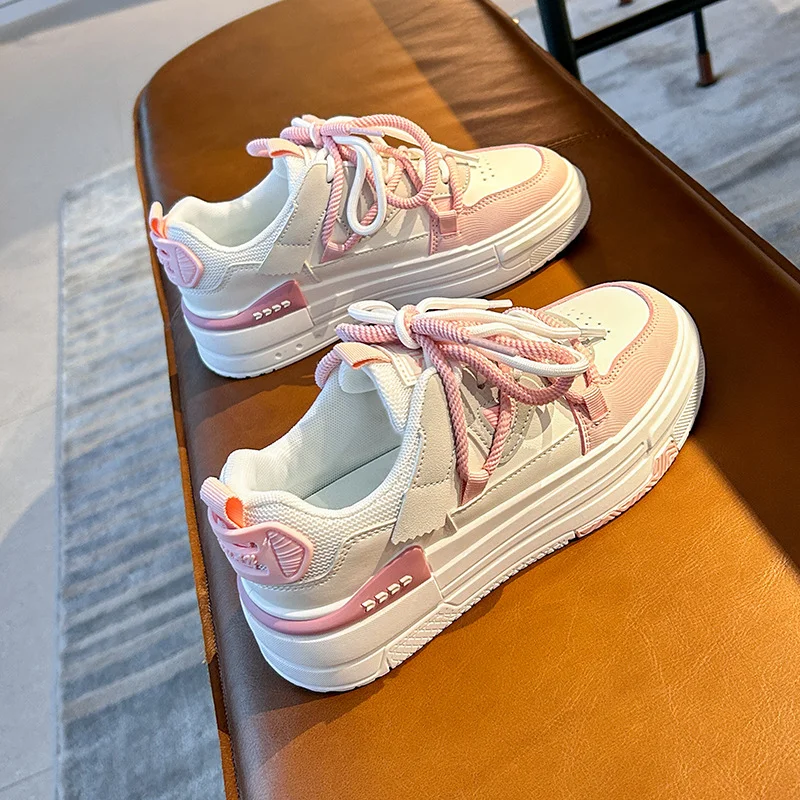 Tanguoant Tanguoant 2025 Spring Small White Shoes New Korean Ins Schoolgirls High Platform Sports Board Shoes Casual Shoes K1316