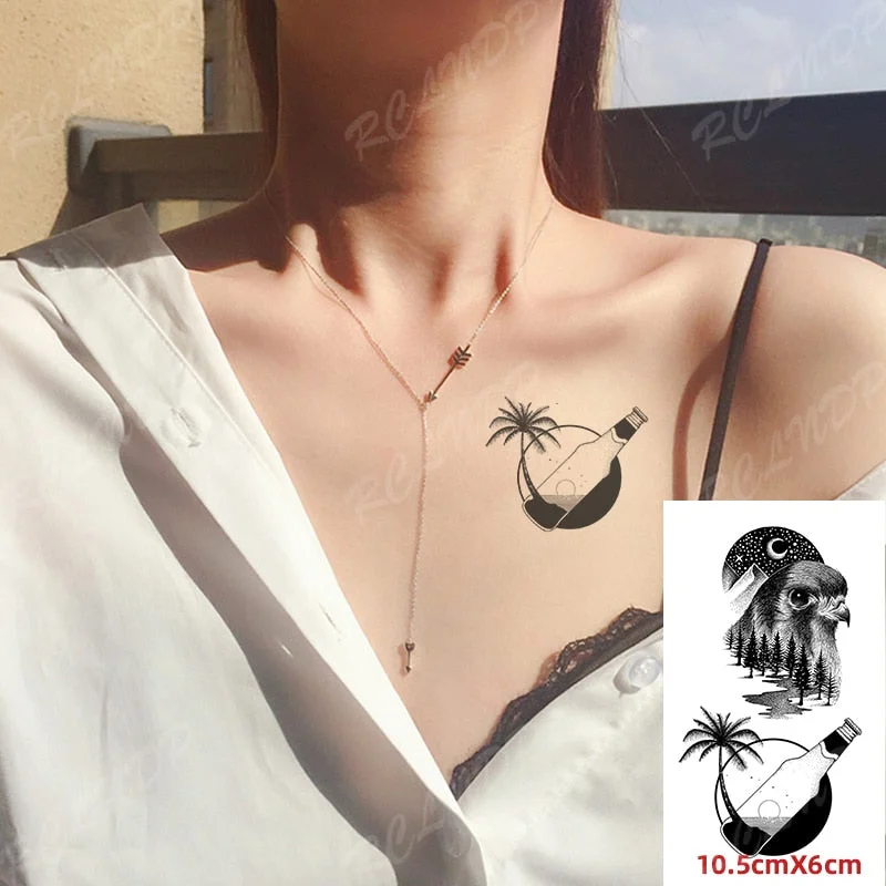 Waterproof Temporary Tattoo Sticker Black and White Fish TaiChi Pattern The Body Art Flash Tatoo Fake Tatto for Woman Men