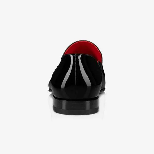 Gentleman's Cut Out Slip-On Prom Party Wedding Red Bottom Shoes in Patent Leather V-shaped Notches-vocosishoes