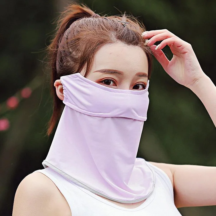 Pure Color Breathable Ice Silk Eye And Neck Protection Mask