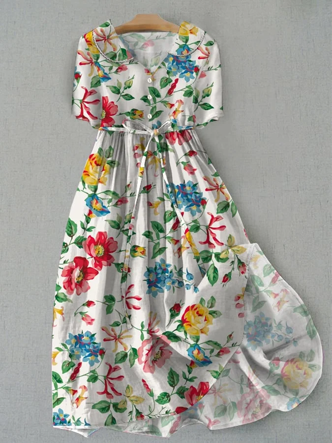 Ladies Fashion Floral Design Printed Dress