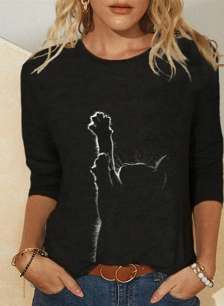Women's Sweatshirts Round Neck Long Sleeve Animal Print Daily Casual Sweatshirts