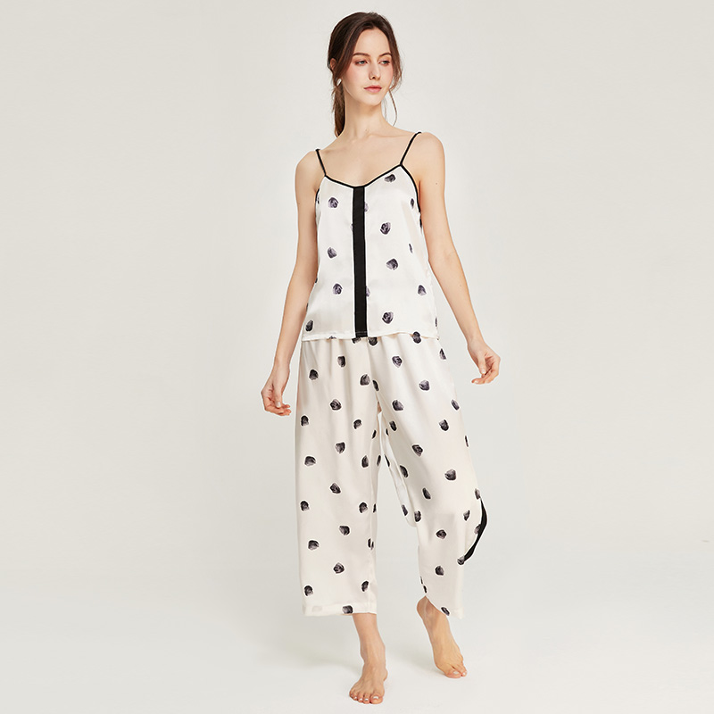 19 Momme Polka Dot Fashion Silk Camisole Set REAL SILK LIFE