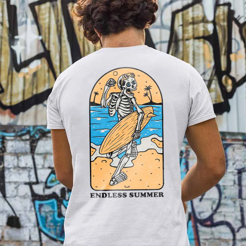 Endless Summer Seaside Vacation Skull Print T-shirt - Krazyskull