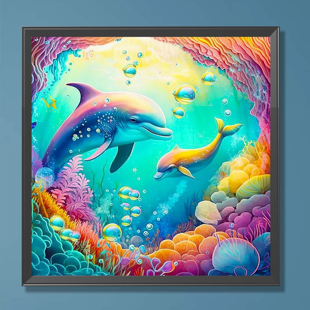 Diamond Painting - Full Round Drill - Dolphin(Canvas|30*30cm)