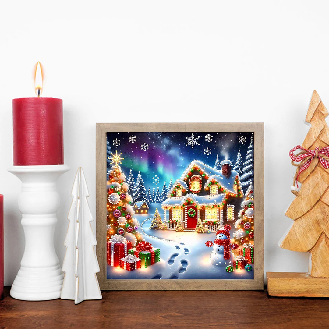 Christmas House - Diamond Painting - Partial Special Shaped Drill(Canvas|30*30cm)