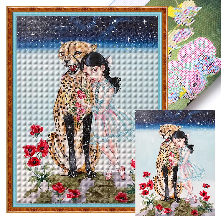 Beauty And Small Animals - Printed Cross Stitch 11CT 40*55CM