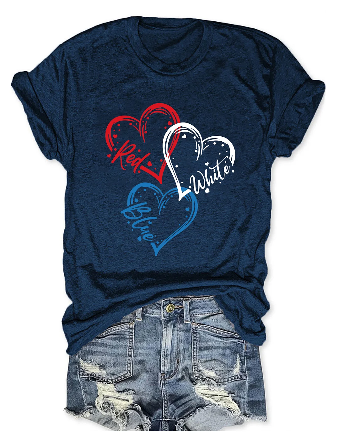 Heart Red White Blue 4th Of July T-shirt