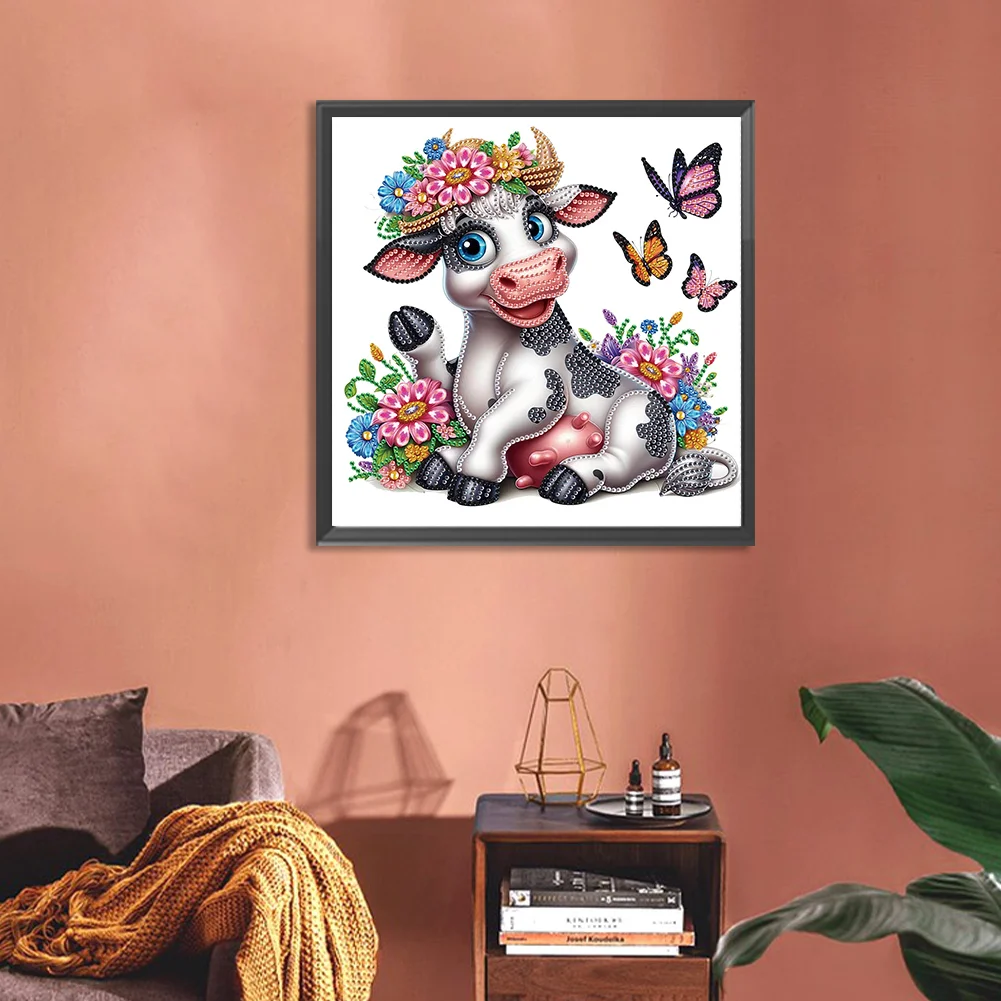 Diamond Painting - Partial Special Shaped Drill - Flower Cow(Canvas|30*30cm)