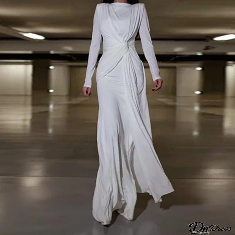 Women Fall Round Neck Bodycon Long Sleeve Dress