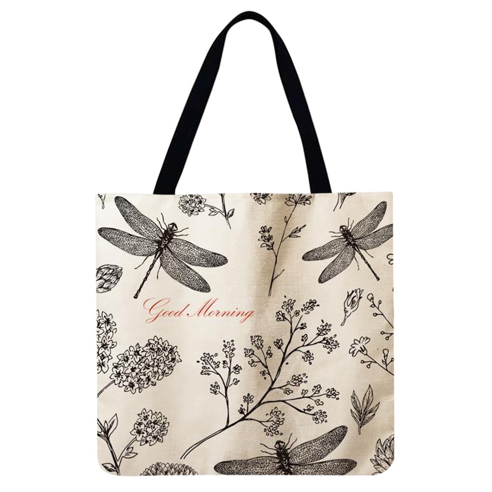 Linen Tote Bag-Dragonfly