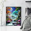 Moonlit Falls Full 11CT DIY Stamped Needlework Embroidery Kit 15.74x19.68inch Embroidery Needlepoint Starter Kits Cross Stitch Art and Crafts Kits for Beginners Adults Home Decor