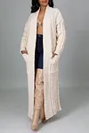 Women's Long Knit Solid Color Dual Pocket Cardigan