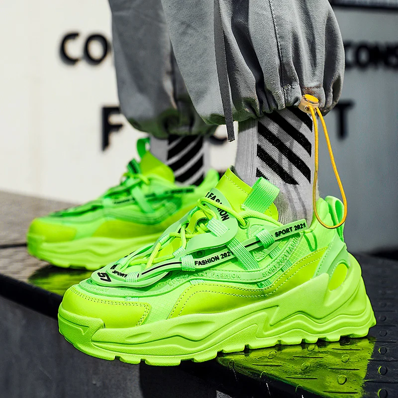 Fluorescent color daddy shoes running sports leisure platform shoes