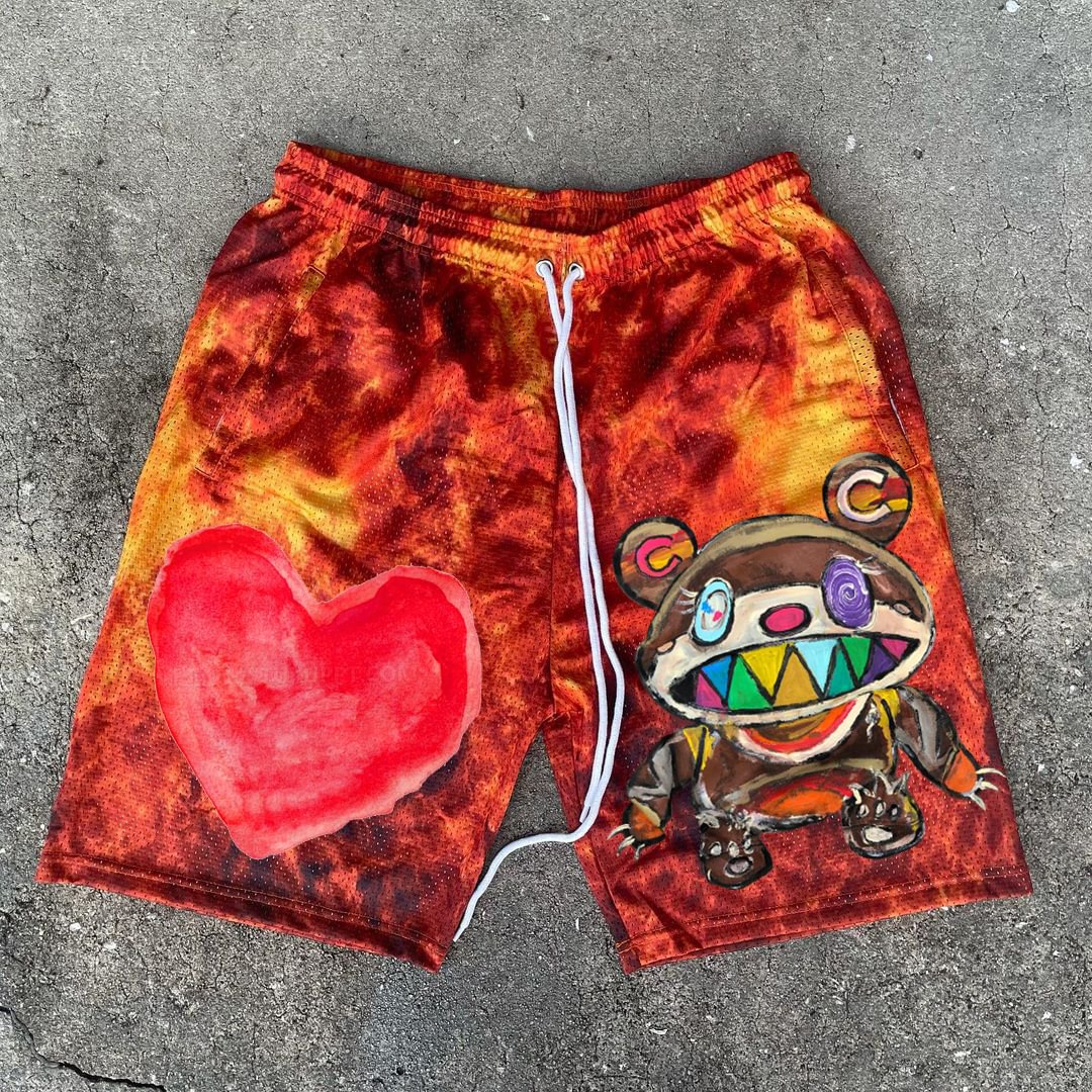 Flame Personality Tie Dye Bear Shorts