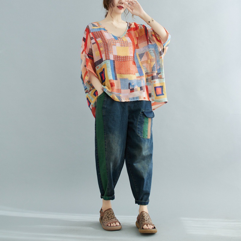 Loose Colorful Print Short Sleeve T-Shirt