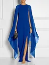 Elegant Thigh Split Hem Cloak Sleeve Maxi Dress