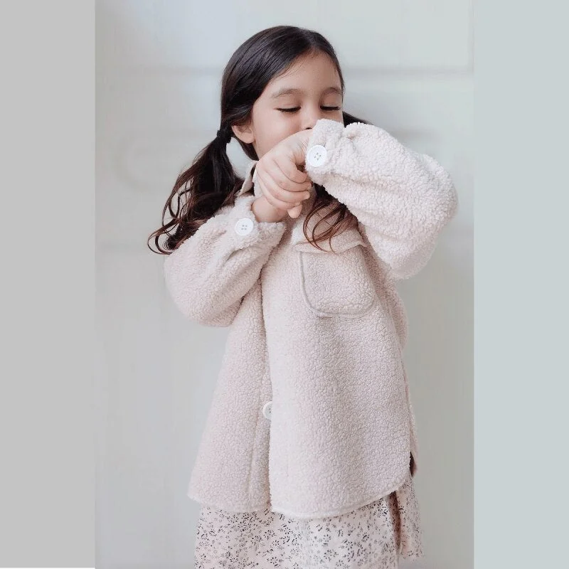 Fashion Baby Girl Jacket Polar Fleece Child Warm Sheep Like Coat Thick Shirt Outwear Spring Autumn Winter Girl Clothes 2-8Y