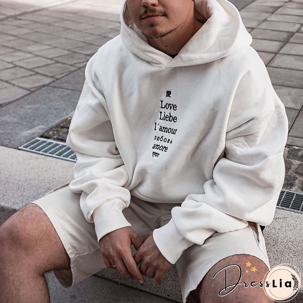 Men's Modern Printed Color Long Sleeve Hoodie