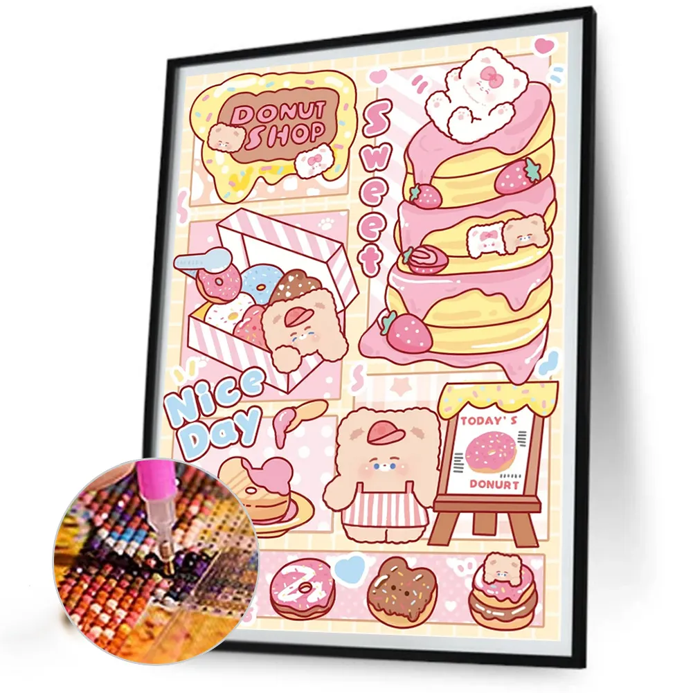 Full Round Diamond Painting 40*50cm - Cute Cartoon Bear Dessert Time