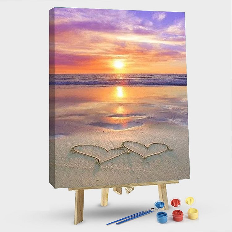 Beach With a Heart – Seascape Paint By Number