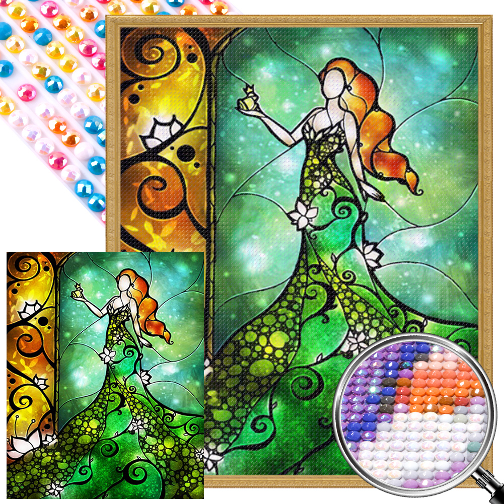 Mural Girl 40*50cm(picture) full round drill diamond painting with 3 to 5 colors of AB drills