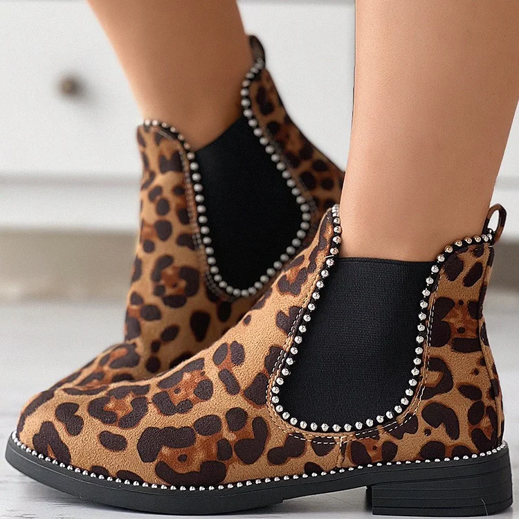 Chunky heel leopard outlet booties