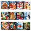 (US Local)12Pcs Christmas Santa Claus Special Shape Diamond Panting Greeting Card Kit