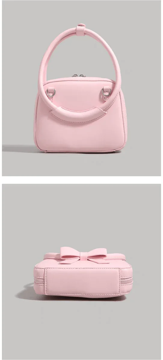 Pink Bowknot Leather Shoulder Bag