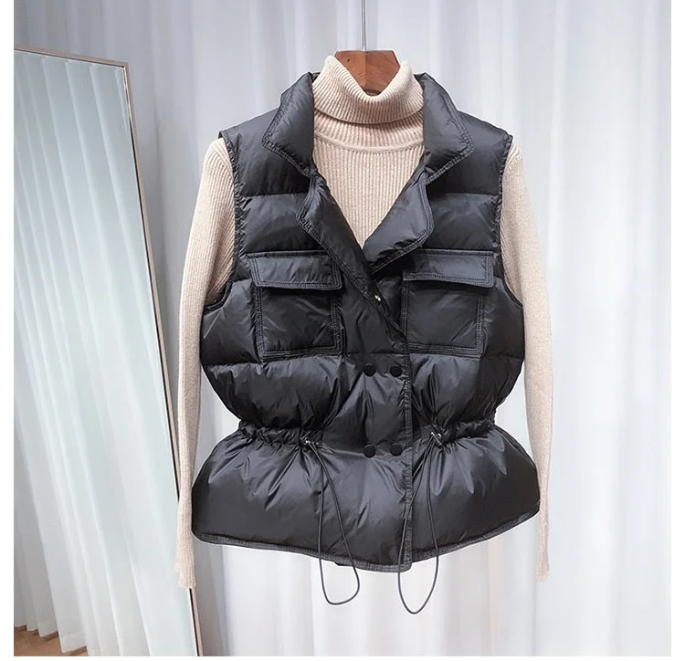 Ultra Light Winter Vest Women Short Bodywarmer Windproof Lightweight Outerwear Black Gilets Female White Sleeveless Jacket