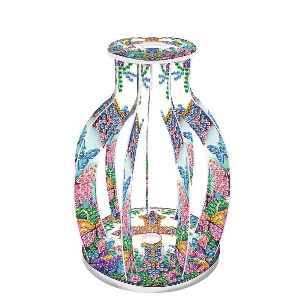 Acrylic Wood Cross 5D DIY Diamond Painting Flower Vase for Home Office Decor
