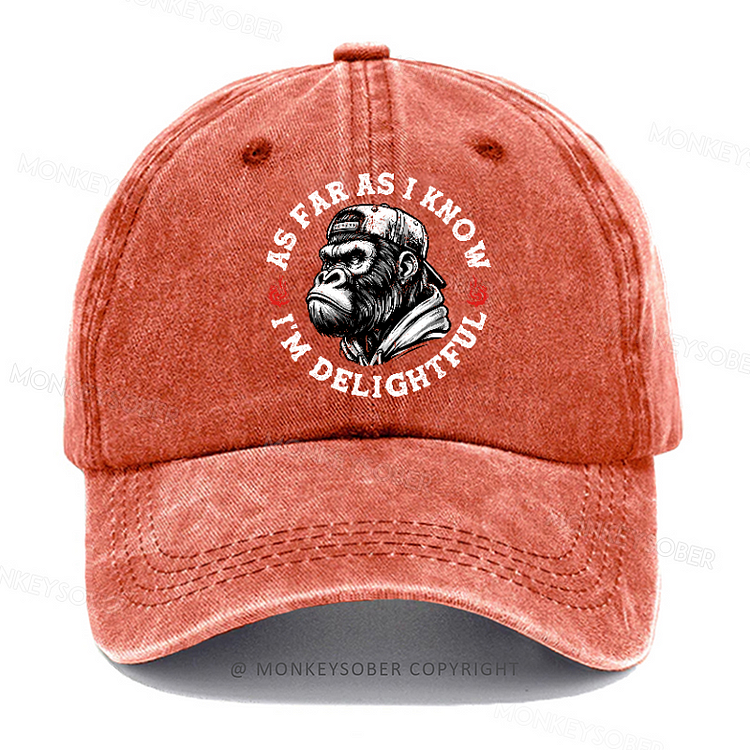 Personalized "As Far As I Know I'm Delightful" Custom Washed Baseball Caps