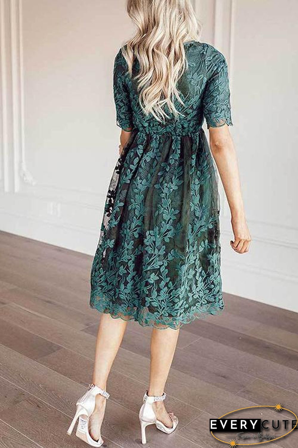 Embroidery Short Sleeve O Neck Dress