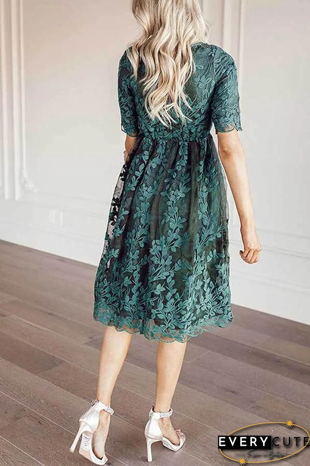 Embroidery Short Sleeve O Neck Dress