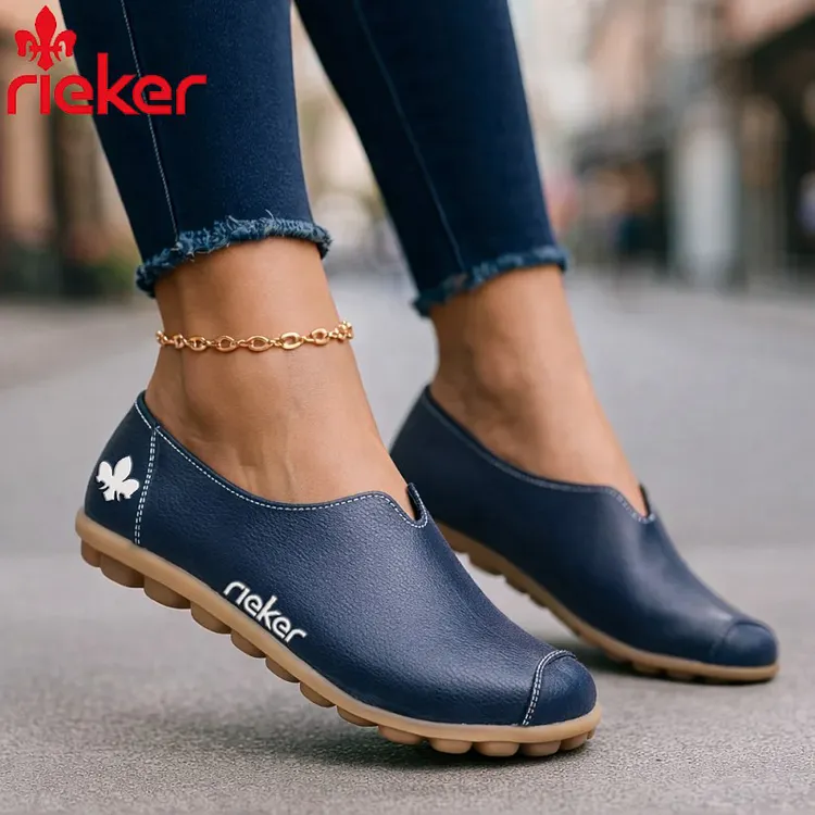 RIEKER&reg; Női Val&oacute;di Bőr K&eacute;nyelmes Beb&uacute;j&oacute;s Mokaszin