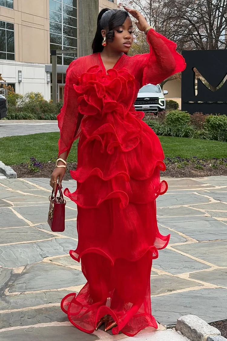 long sleeve sheer floral dress Mac Duggal - Black Long Sleeve Sheer Floral Embroidered Velvet Gown