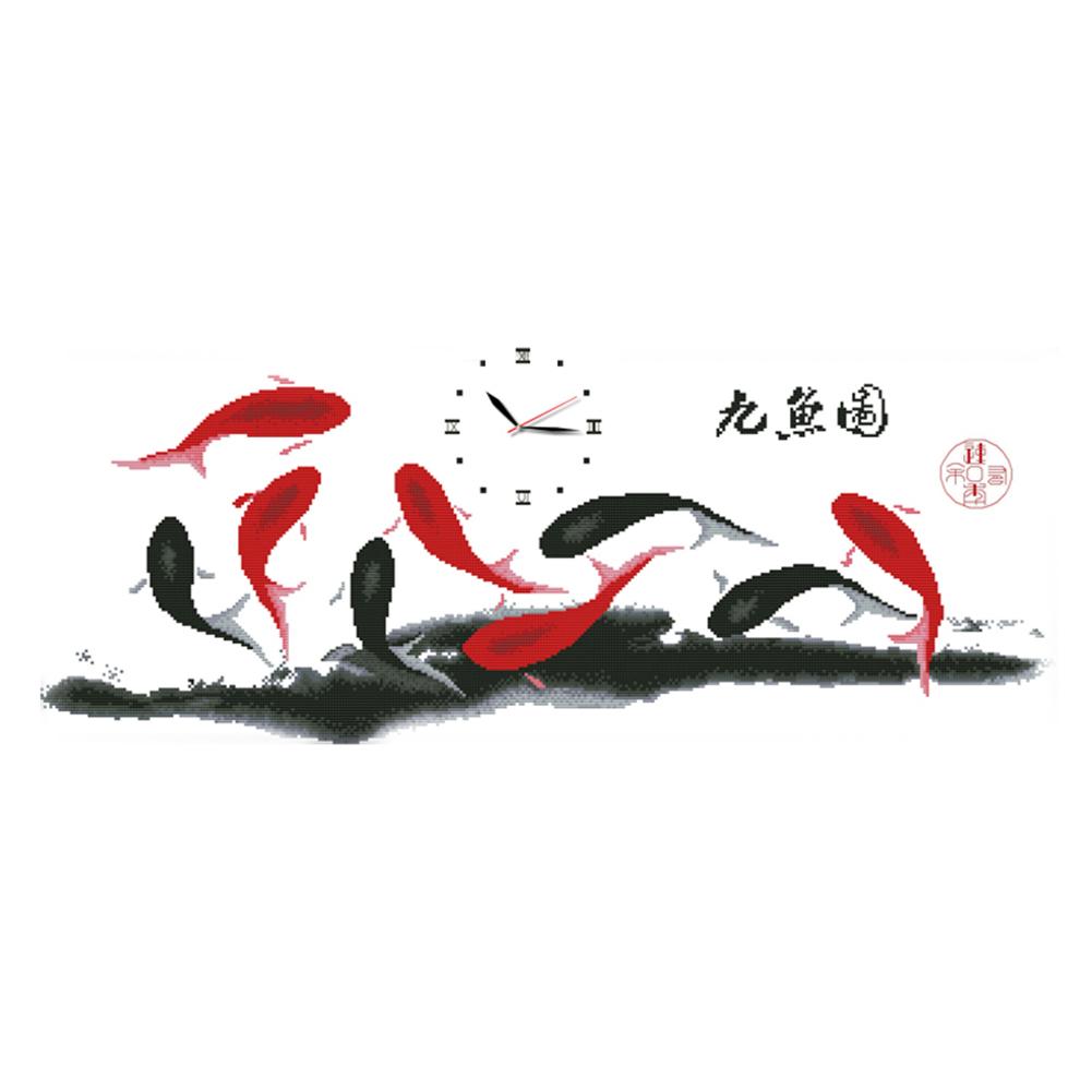

Jiqing Nine Fish Map - 14CT Stamped Cross Stitch - 68*29cm, 501 Original