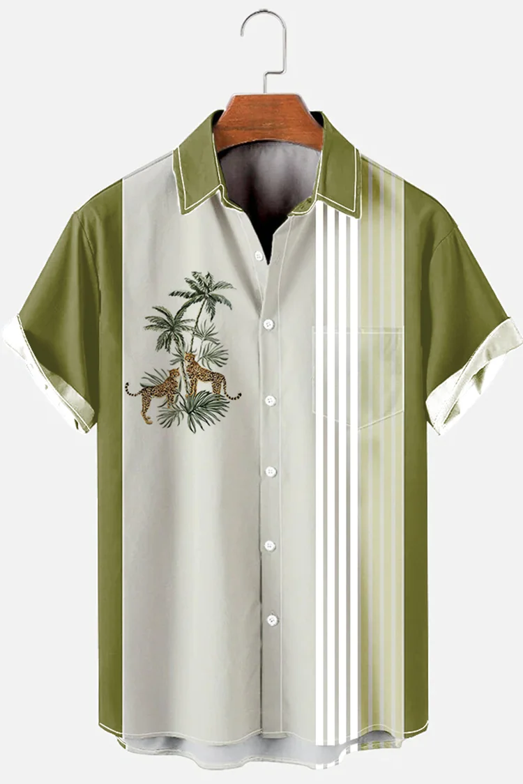 Tiboyz Mens Fashion Casual Beach Tiger Cozy Shirt