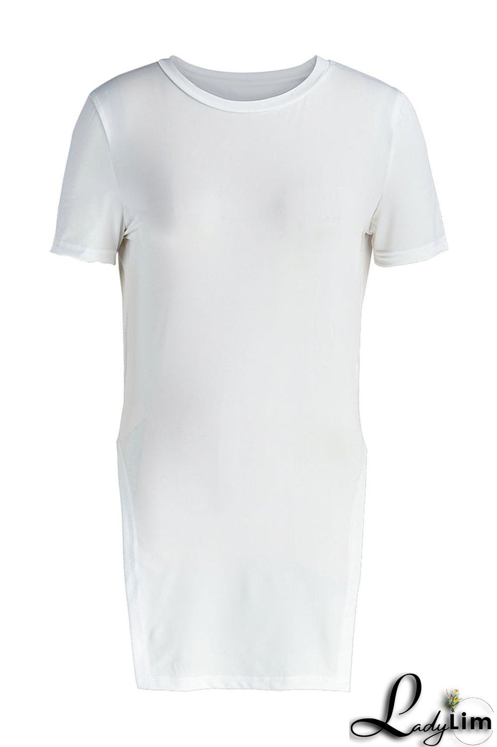 Red Fashion Casual Solid Slit O Neck T-Shirts