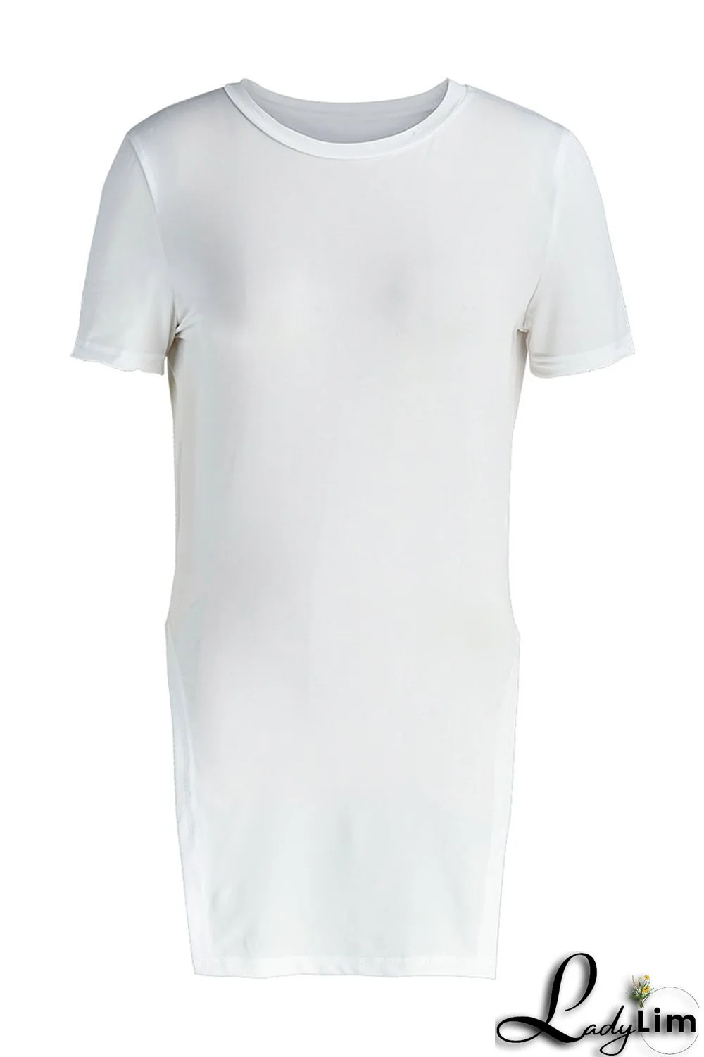 Red Fashion Casual Solid Slit O Neck T-Shirts