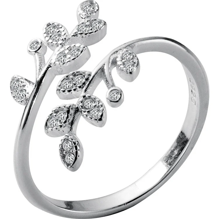 925 Silver Leaf Open Ring For Women