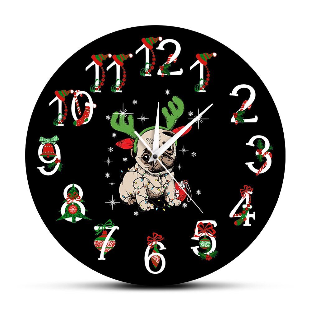 

Funny XMAS Deer Pug Dog - Frameless Acrylic Wall Clock, 501 Original