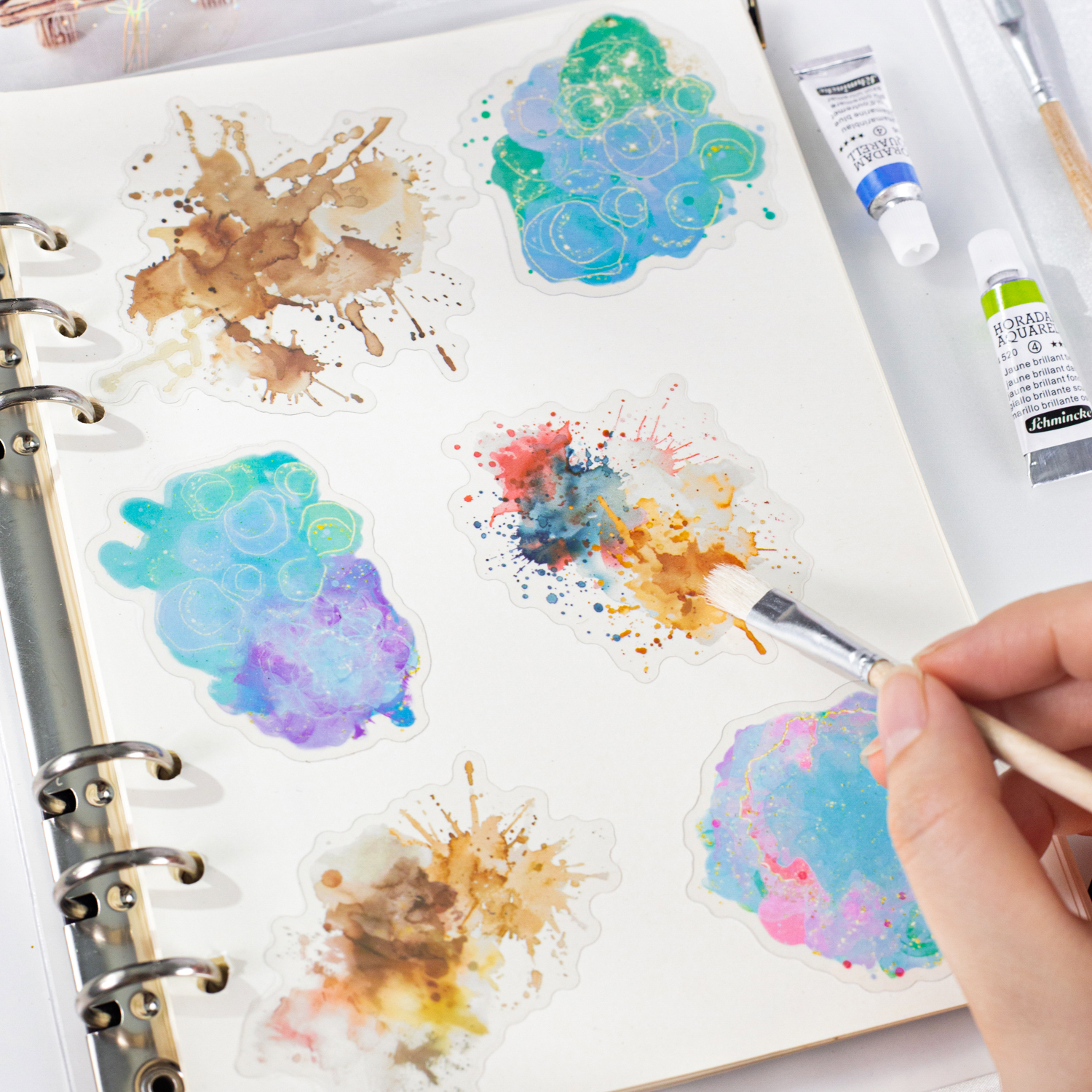 PET 스티커 - 금박 시리즈 빈티지 수채화 번짐 풍경