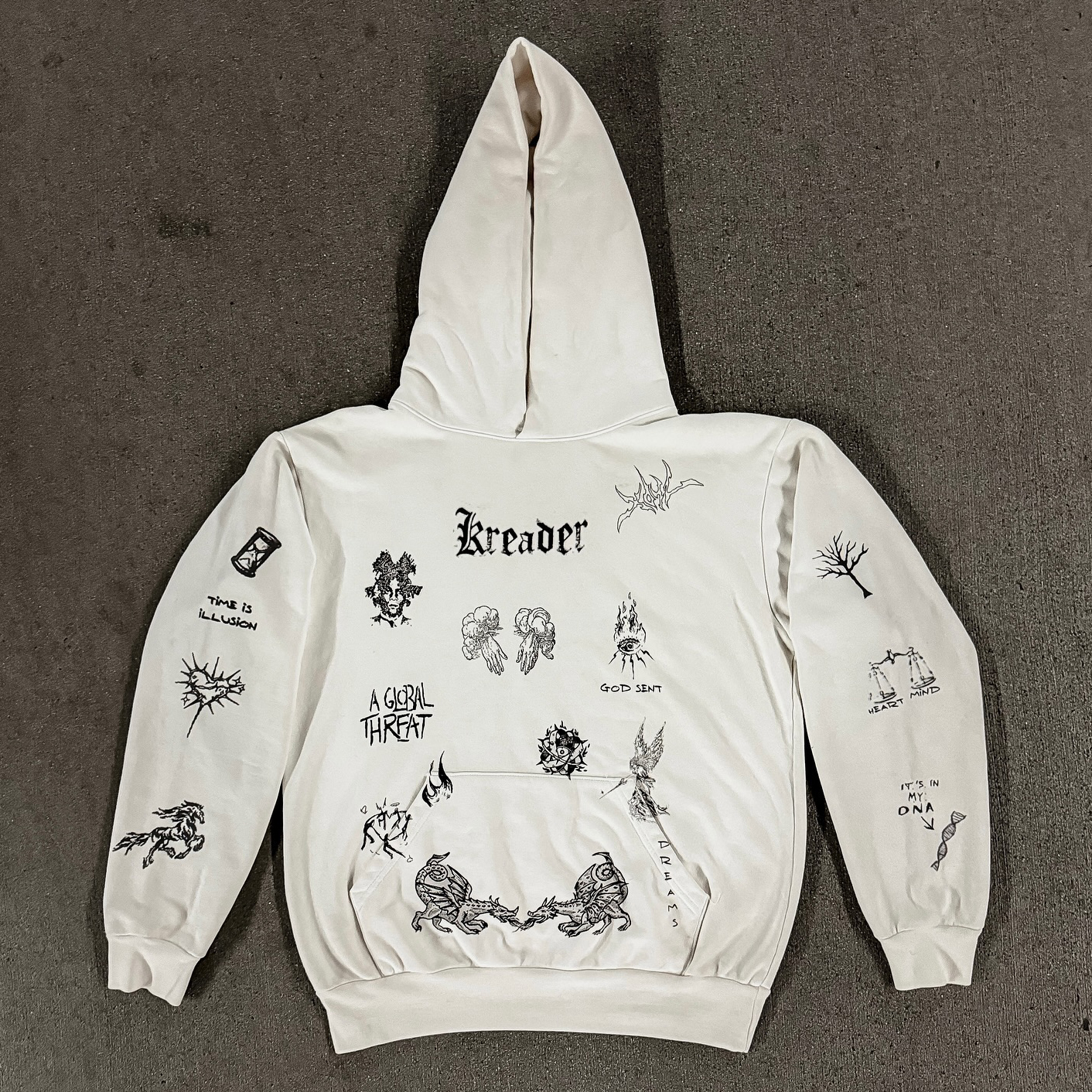 Multi-element Print Long Sleeve Hoodies