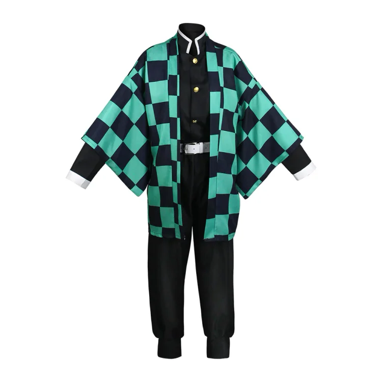 Demon Slayer Tanjiro Kamado Green Outfit Cosplay Costume Halloween Carnival Suit