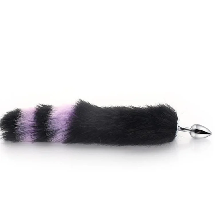 Black With Purple Fox Metal Tail Plug, 14