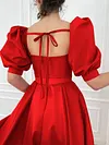 Square-Neck Puff Sleeve Split-Front Backless Party Midi Dress